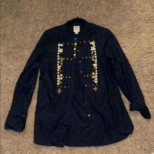 J. Crew Navy Embellished Shirt